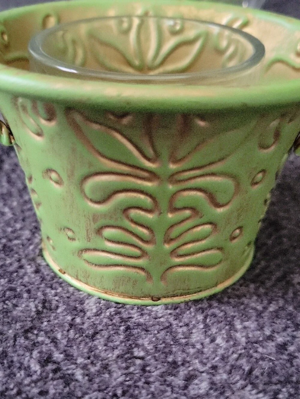 PartyLite Light Green Decorative Metal Lanterns Pair
